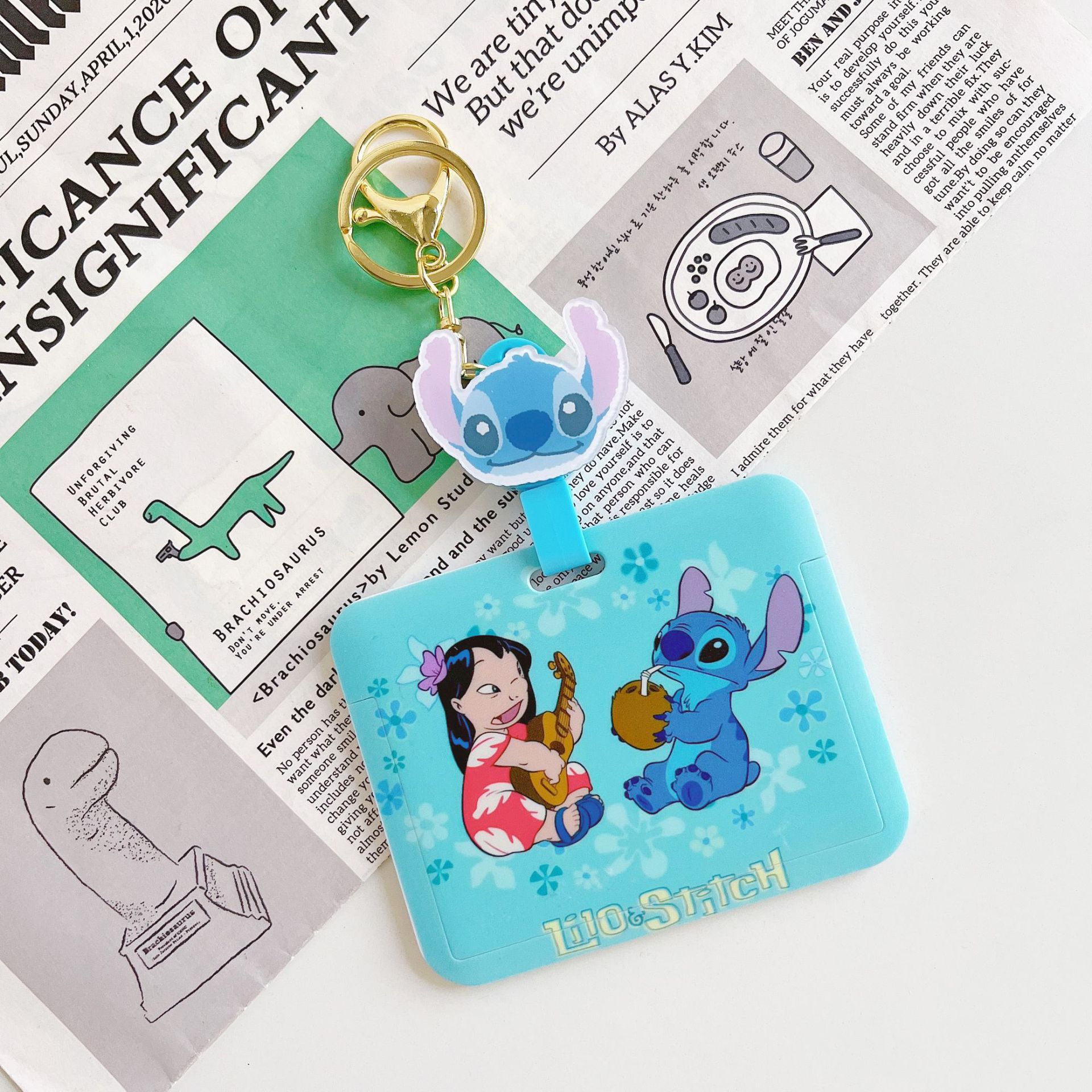 

MINISO Стич Держатель для ID-карты Бейдж Ключница Студенческий Проездной Кредитная карта Держатель Брелок Подвеска Аксессуар