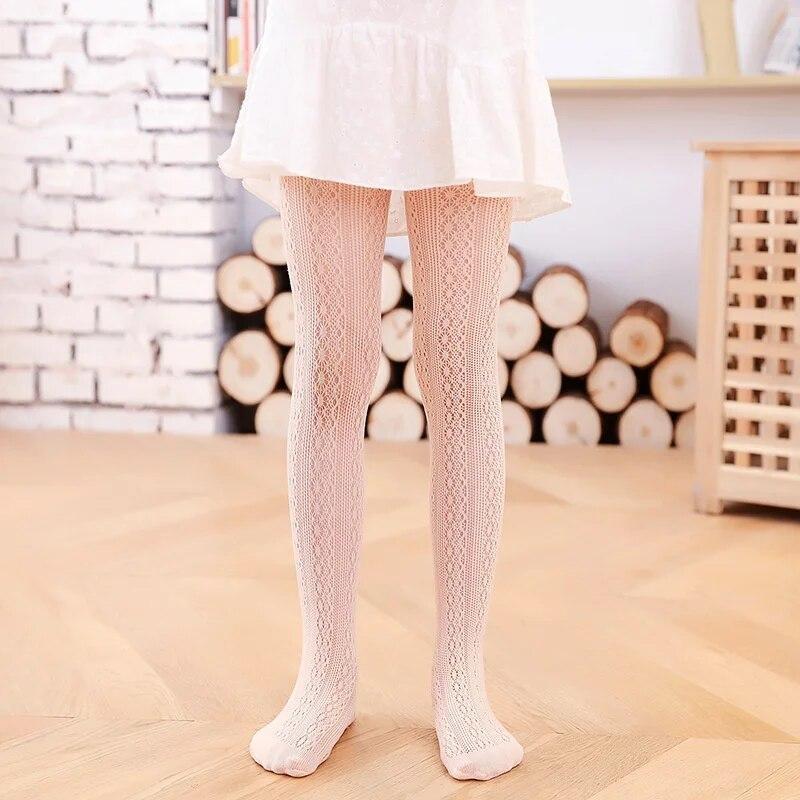 Kids Sunflower Tights For Girls Mesh Thin Baby Girl Tights Fashion Pantyhose Cotton Solid Soft Princess Summer Leggings 3-13Years