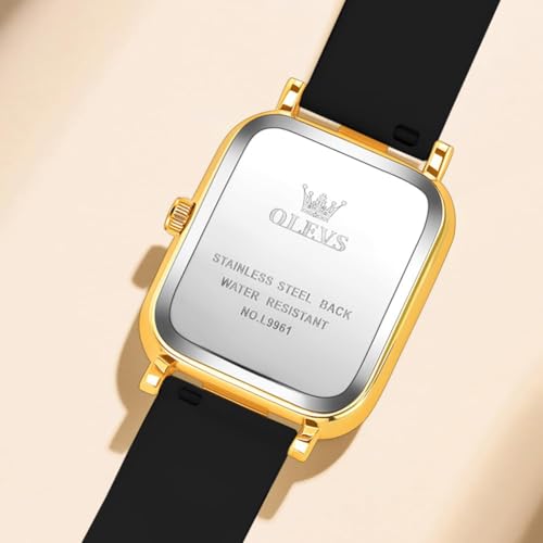 OLEVS Women's Waterproof Quartz Watch, Easy to Read, Popular, Stylish, Silicone Band, Gift for Women, Black [Parallel Import]