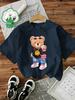 Fashion  T-Shirt Women's T-Shirt Graphic Funny Bear Print Short Sleeve Crew Neck Shirt Casual Top Tee