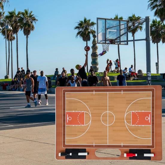 Basketball Dry Erase Clipboard with Handle Smooth Surface Portable Handheld Double Sided Basketball Coaching Board with Markers