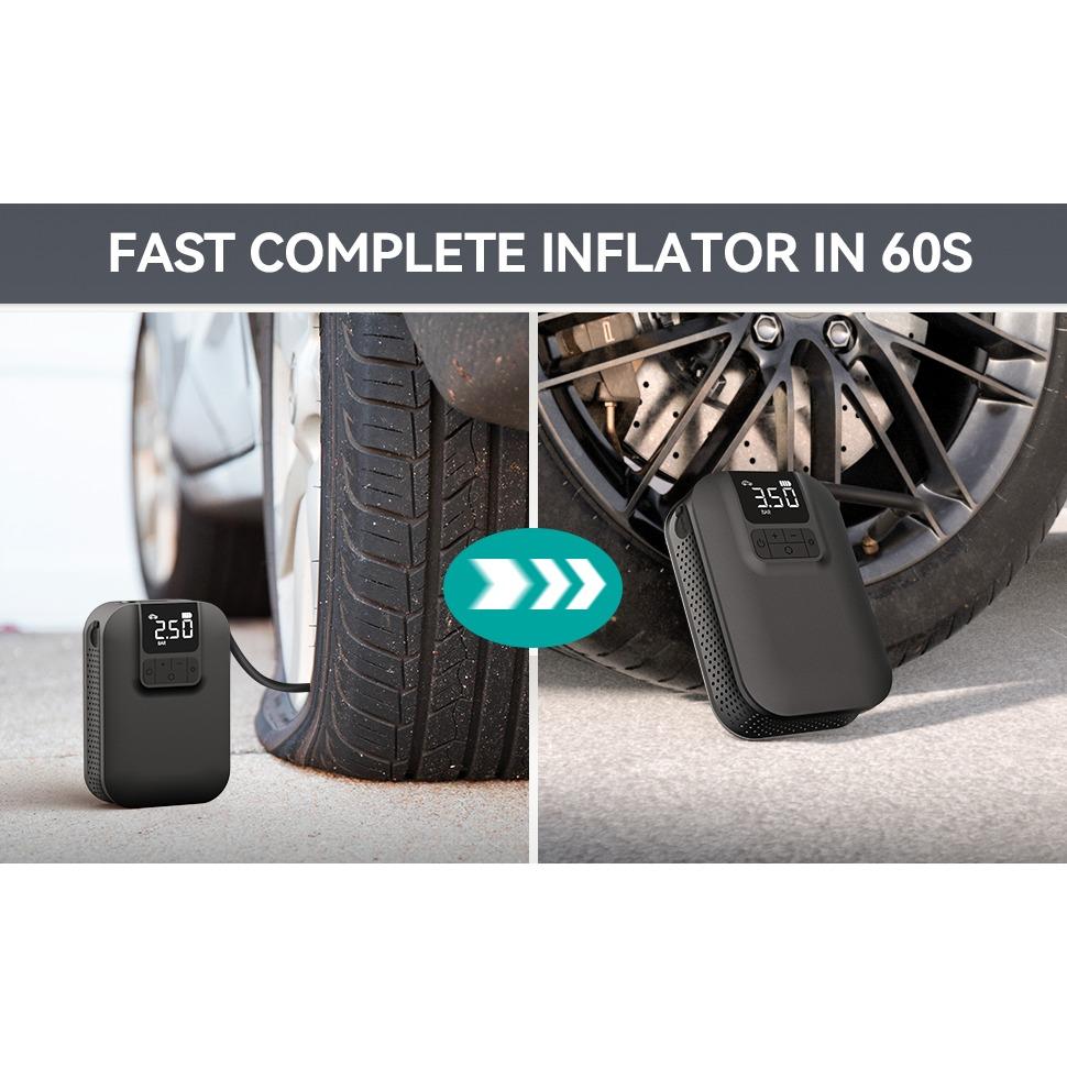 Electric Air Pump, Digital Battery Compressor, 5000 MAh, 4 Modes, 150 PSI Mini Tire Inflator, Portable Pump with LED Light for Car Motorcycle Bicycles