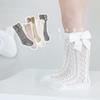 Newborn Baby Cotton High Tube Bow Mesh Socks - Summer Thin Design