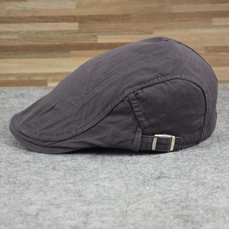 Корейская хлопковая кепка-утка: Британский мужской однотонный берет, женская шляпа художника для весны/лета Adjustable серый