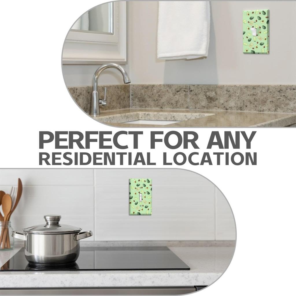 Green Avocado Single Toggle Light Switch Plates Outlet Covers Decorative Electrical Wall Plate Receptacle Switchplate Decorate Plug Cover For