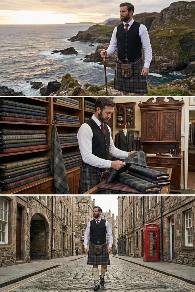 Argyle Prince Charlie Weste Kilt-Outfit Schottische Weste Distelknöpfe