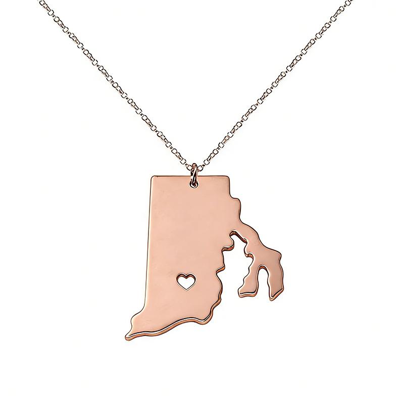 Fashion Rhode Island Map Necklaces Stainless Steel America United States Map Jewelry Accessories