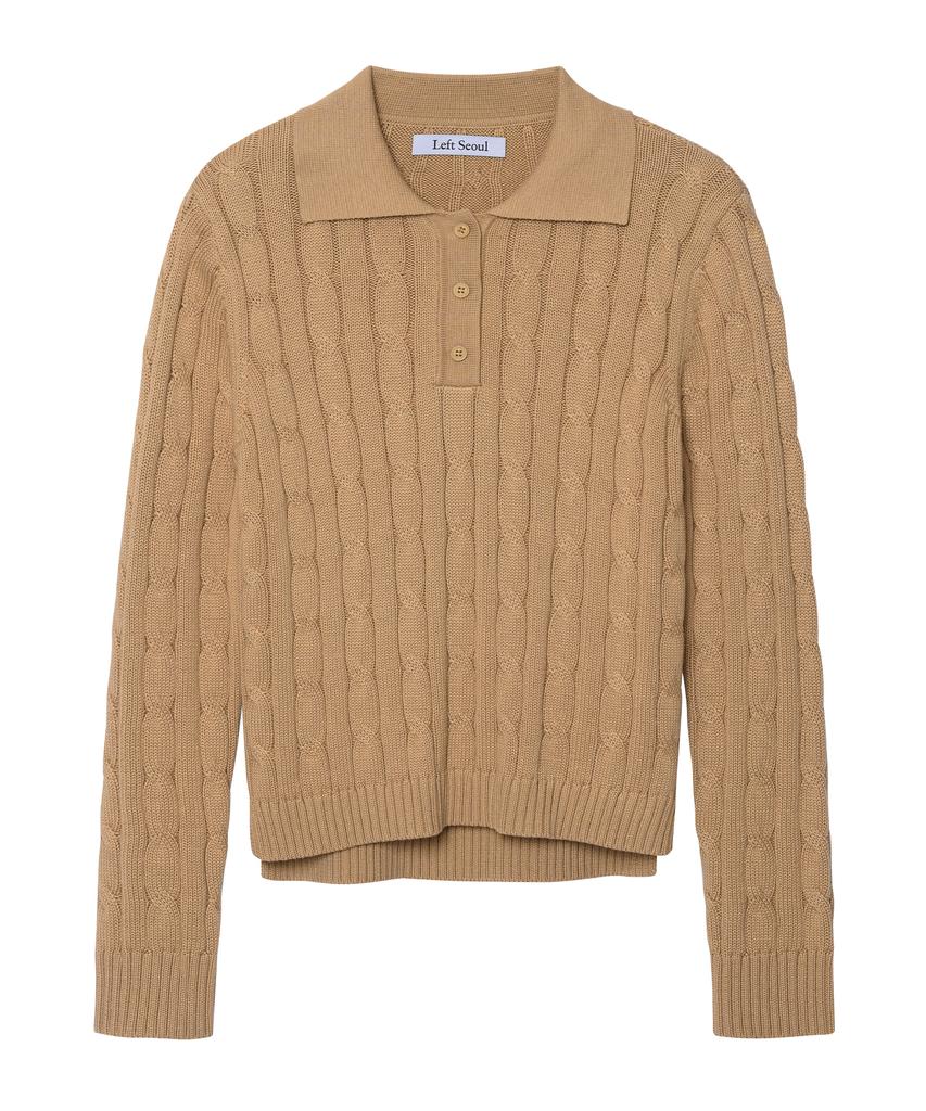 LEFTSEOUL Screw Collar Knit [Beige]