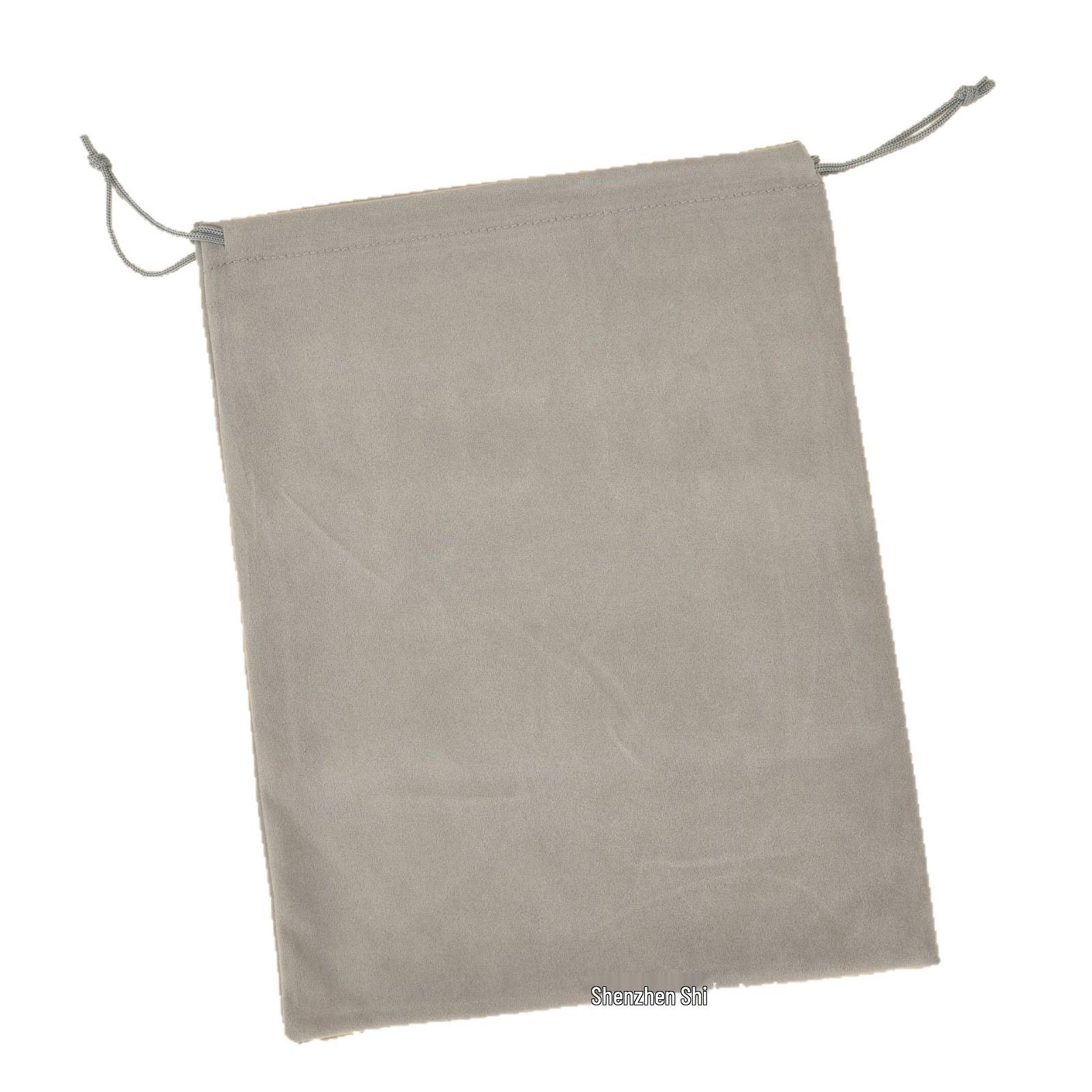 

Gray Velvet Drawstring Pouch for Game Controller - Dustproof Flocking Cloth Bag 25CM x 24CM; Knitted Base Velvet