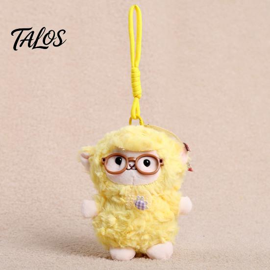 Soft Waxy Plush Pendant Sheep Doll for Bags And Keys, Curly Stuffed Animal Keychain Polyester Fiber with Bow Glasses Accessories, Cute Hanging