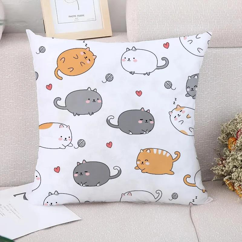 Niedliches Katzenmuster Dekorative Kissenhülle Kissenbezug Bettwäsche Dekoration