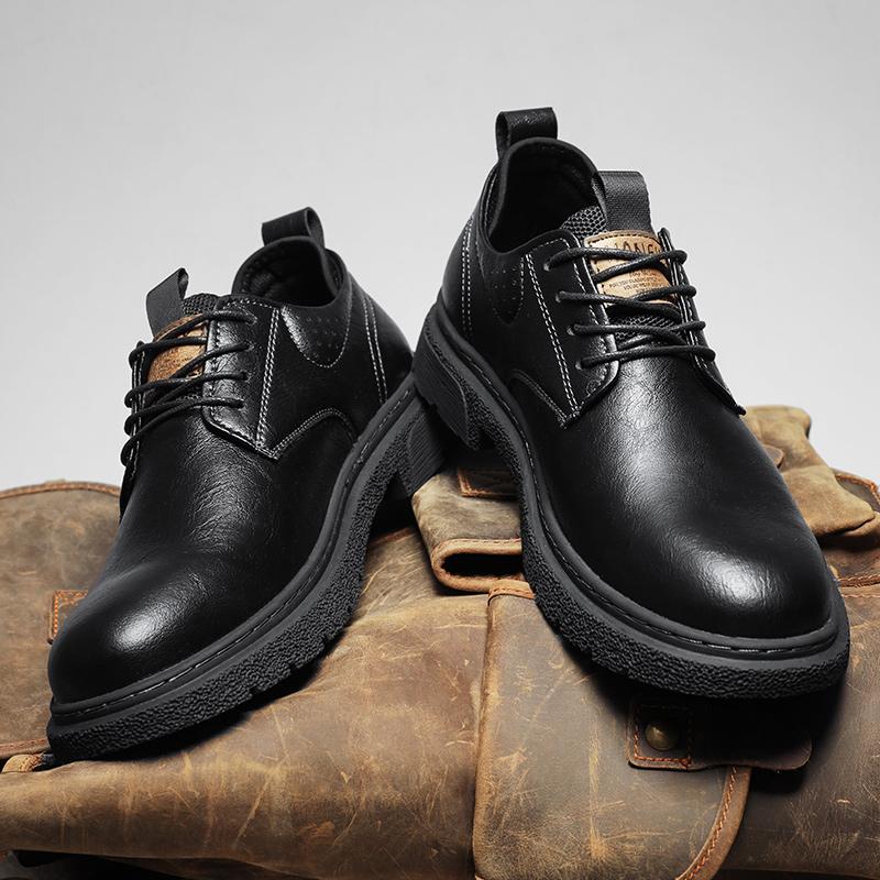 Men's Casual Leather Sneakers Genuine Leather Mens Vulcanized Shoes Men Comforthable Casual Shoes Comfy Male Skateboard Footwear