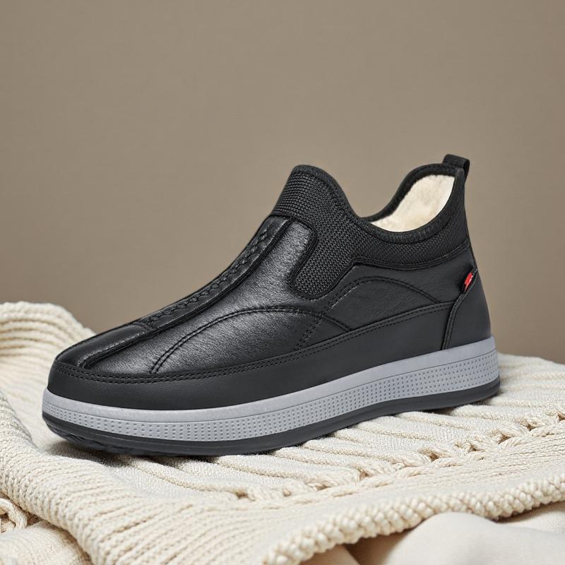 2025 Cotton Shoes Men's Winter Outdoor Casual Warm Slip-On Boots Plush Lined Comfortable Shoes Men Boots