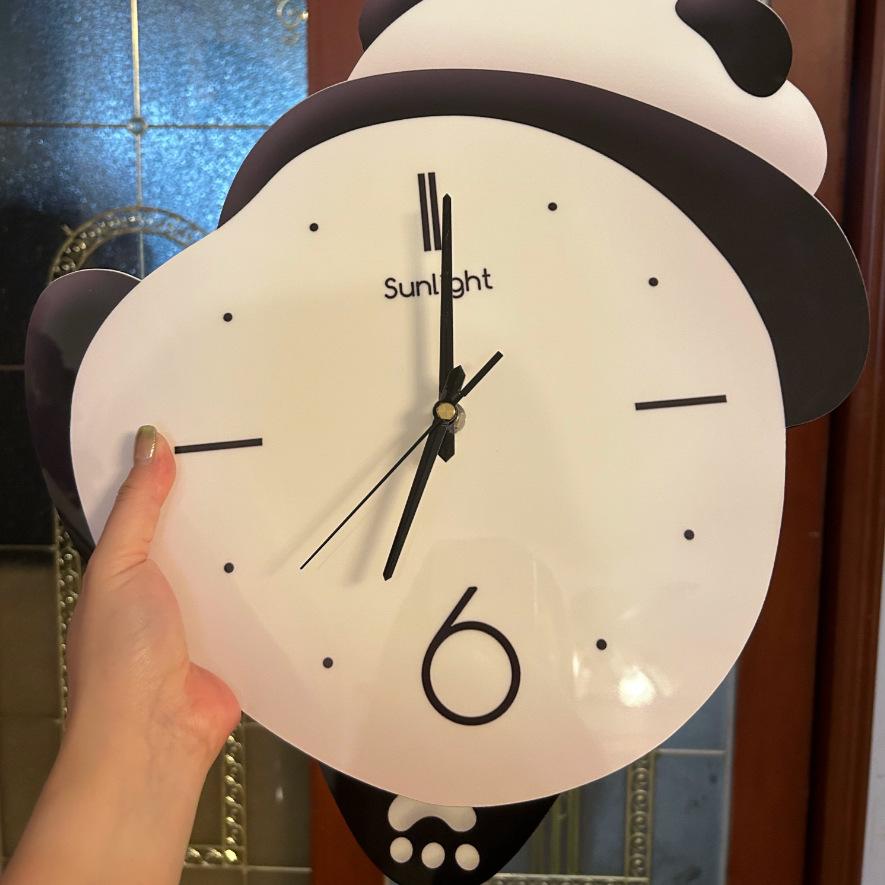 Creative Panda Clock Can Swing Silent Mute Wall Hanging Clock Watch Coffee Living Room Children's Room Decorative Clock
