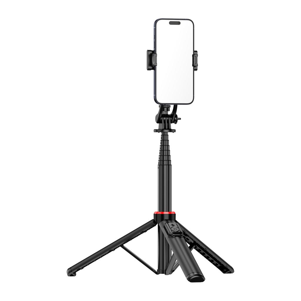 Selfie stick telescopic with remote control, tripod stand for phone, 13m aluminum, black
