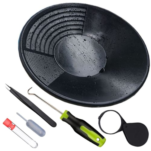 Gold Panning Set with Pan, Digger, Caccia, and Dropper