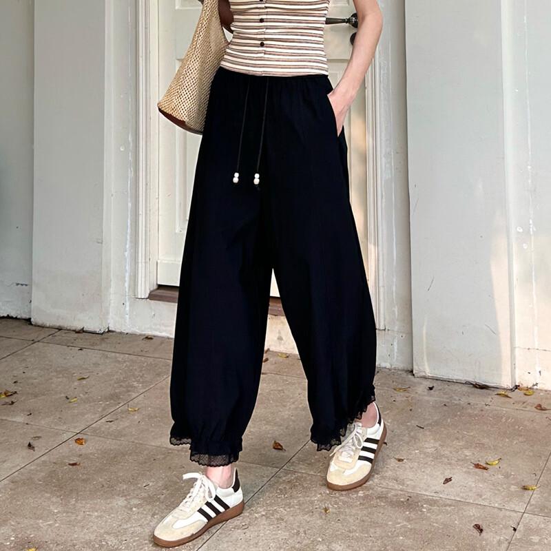 Bailuyu Women s High-Waisted Drawstring Tapered Casual Pants L