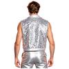 Funkelnde Pailletten-Weste für Herren, durchgehend Pailletten, Revers, Ärmellos, Offene Vorderseite, Metallische Quasten, Top für Nachtclub, Bühne, Hip Hop, Jazz