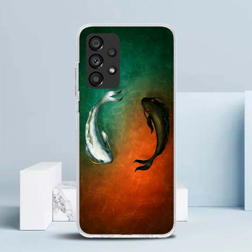 Japan Koi Fish Yin Yang Art Soft Cover for Samsung Galaxy A17 A37 A57 A16 A26 A36 A56 A15 A14 A55 Phone Case A13 A53 A25 A35 A24