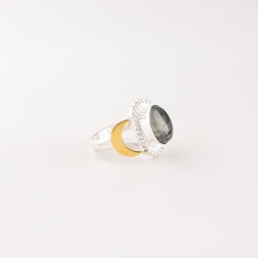 Natural Moss Agate Gemstone 925 Sterling Silver Jewelry Handmade Dainty Ring RR-61-23