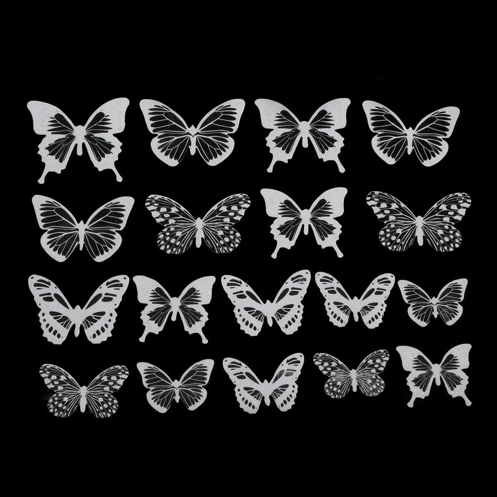 18pcs/lot Black White Butterflies Butterflies 3D PVC Wall Sticker Home DIY Decoration Beautiful Butterfly Living Room for Kids