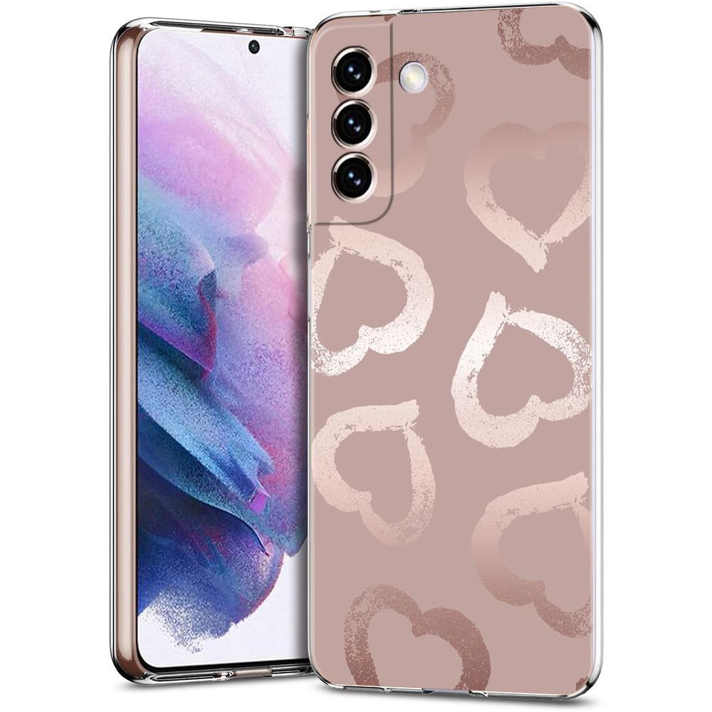 Gold Rose Love Heart Phone Case For Samsung Galaxy S24 Ultra S23 FE S22 S20 S21 5G S10 S9 Plus S10E S8 Soft Silicone Clear Cover