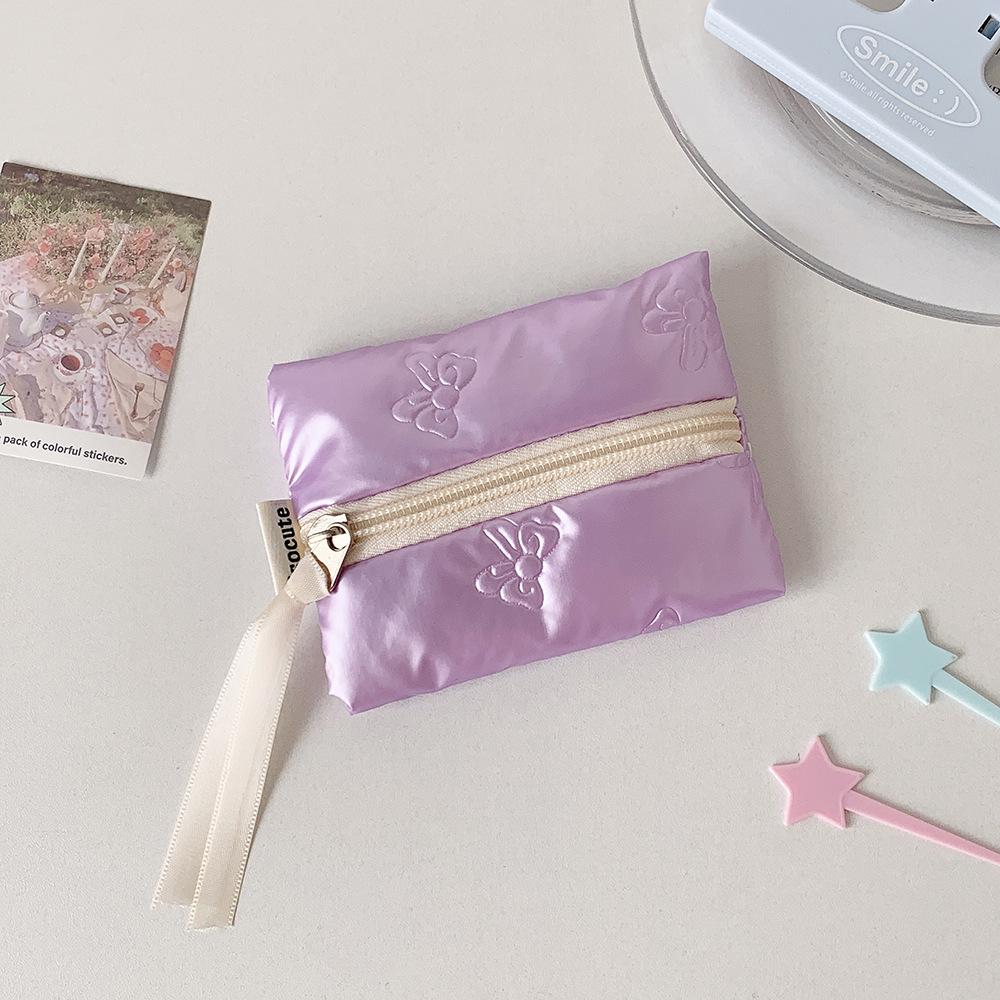 

Cute Coin Purse Glossy Bow Pattern Women Lipstick Organizer Cosmetic Bag Earphone Data Cable Small Items Storage Pouch Wallet фіолетовий