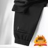 Dibenze Men's Plus Size Loose Fit Fleece-Lined Winter Jogger Pants