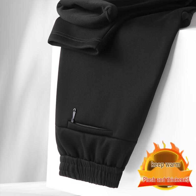 Dibenze Men's Plus Size Loose Fit Fleece-Lined Winter Jogger Pants