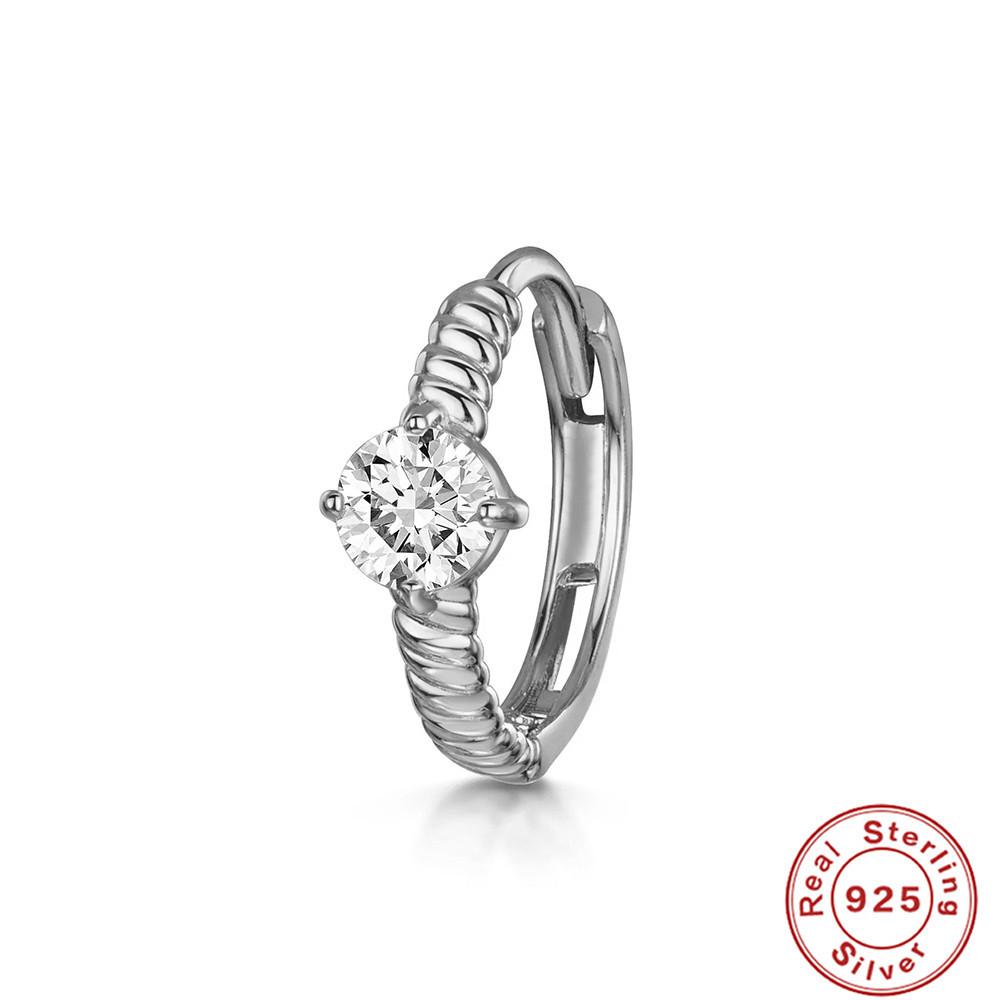 S925 Sterling Silver Cartilage Piercing Zircon Diamond Earrings Ear Buckle Earrings Earbone Ring Hipster Earrings