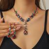 Europäisches Zirkon-Blumen-Halsketten-Set: Schmuck im leichten Luxusstil mit Schlüsselbein-Kette, Nischen-Vielseitige Accessoires