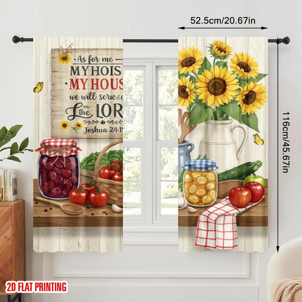 2 Stück 2D Flachdruck Vorhänge Sonnenblume Zuhause Lord Joshua Stoff Ohne Strom Feiertagsdekorationen für Raumdekor Ästhetik