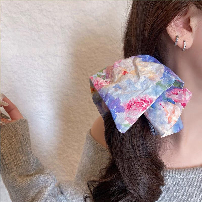 New Bohemia Floral Print Hair Scarf Scrunchies Women Large Ponytail Hair Rope Tie Headbands For Girls Party Hair Ornament