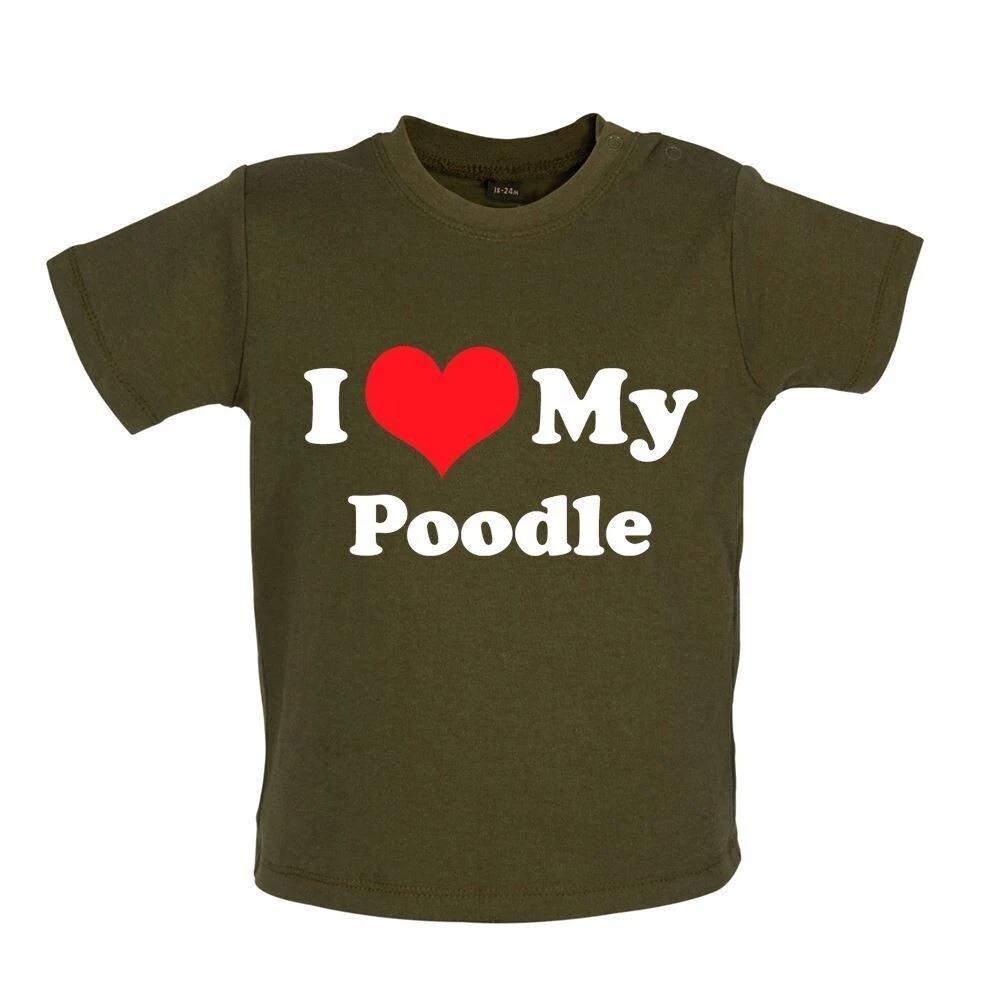 I Love My Poodle -Baby Kids Boys Girls Unisex T-Shirt / Romper Tees Top- Dog Poodle Pet Cute Funny 130