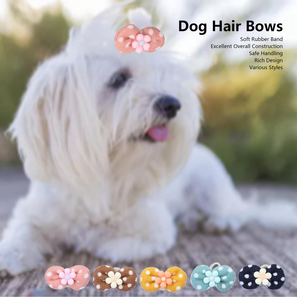 20Pcs Dog Hair Bows Polyester Colorful Pet Small Dog Cat Hair Accessories For Dogs Cats Grooming Decoration