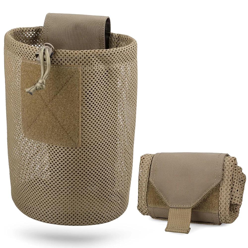 MOLLE Dump Pouch – Opvouwbare Trekkoord Magazine Utility Tas Opvouwbare Taille Tas met Mesh EDC Zak voor Jacht, Schieten