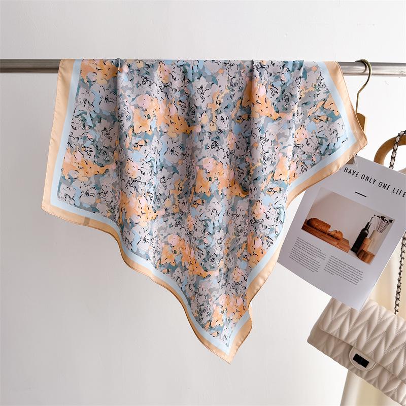 Luxury Printed Square Scarves Women's Silk Scarf Spring and Summer Floral Bandana Small Neckties Hairbands Bags Foulard Shawl
