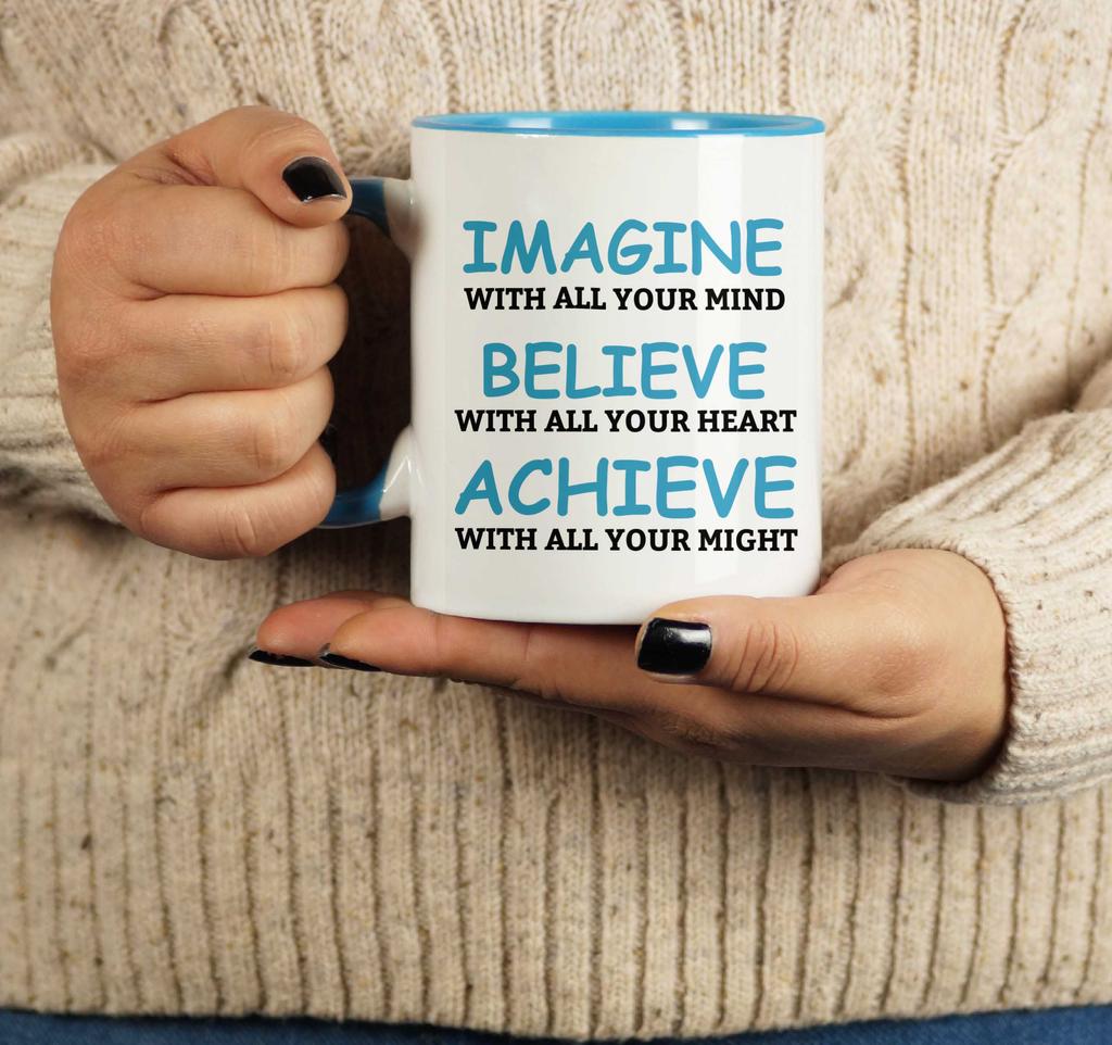 Inkdotpot 11 Oz  Ceramic Coffee  Mugs Imagine Believe Achieve Inspirational Quotes Gift For Co-Worker Boss