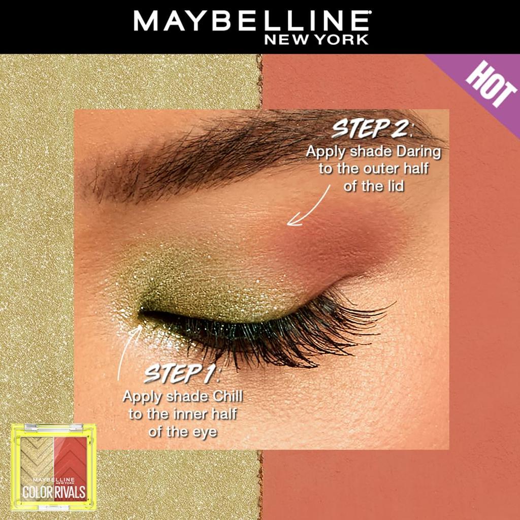 Maybelline New York Color Rivals Pigmentierte Lidschattenpalette 3g Langanhaltend Wasserdicht Matt Schimmer Chill x Daring