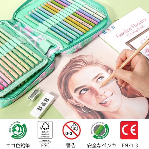 Creioane colorate Roleness Macaron, 50 de culori, pe bază de ulei, Profesionale, pentru copii și adulți, Cărți de colorat, Pastel, Miez moale, Set de materiale de artă, Gumă de șters