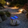Yousheng Solar Butterfly Stone Light, Resin Garden Decoration with Natural Stone Look, Soft LED Outdoor Lamp for Lawn Pathway