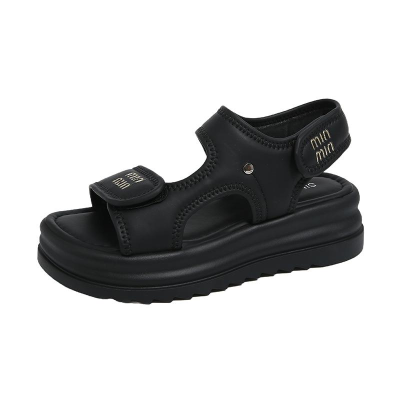 Sandálias femininas novo verão plataforma Velcro casual versátil sola macia sapatos de praia sandálias