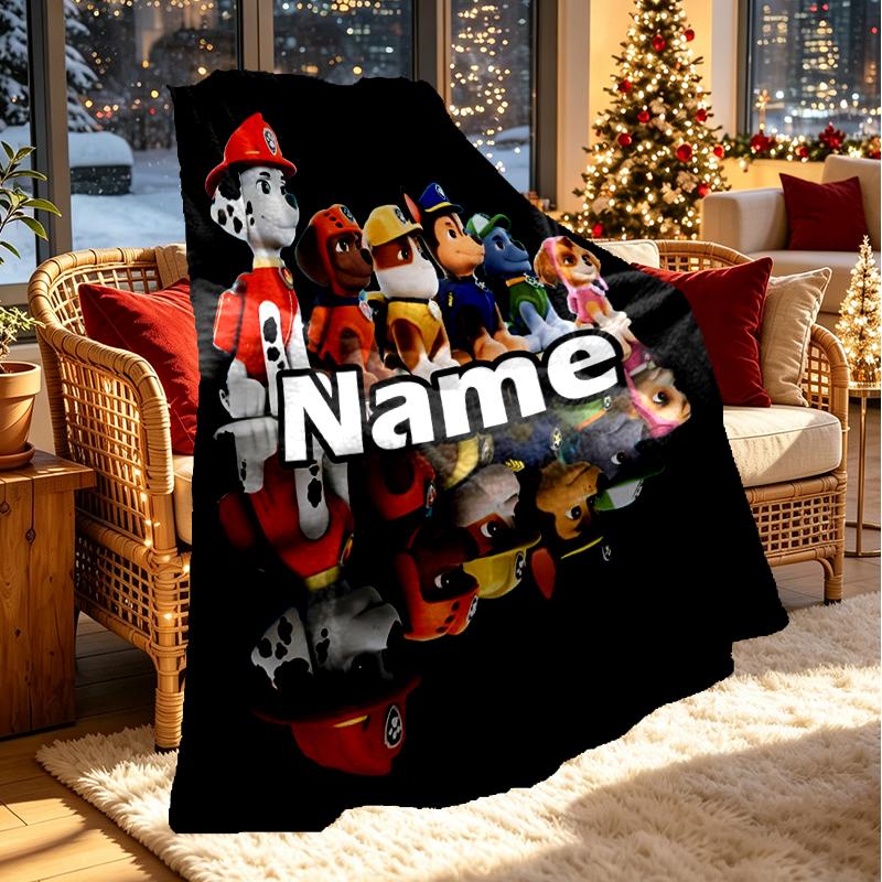 Custom Name Personalized PAW Patrol Print Blanket, Home Decor, Bedroom, Sofa, Camping, Couch, Gifts for Birthday Christmas