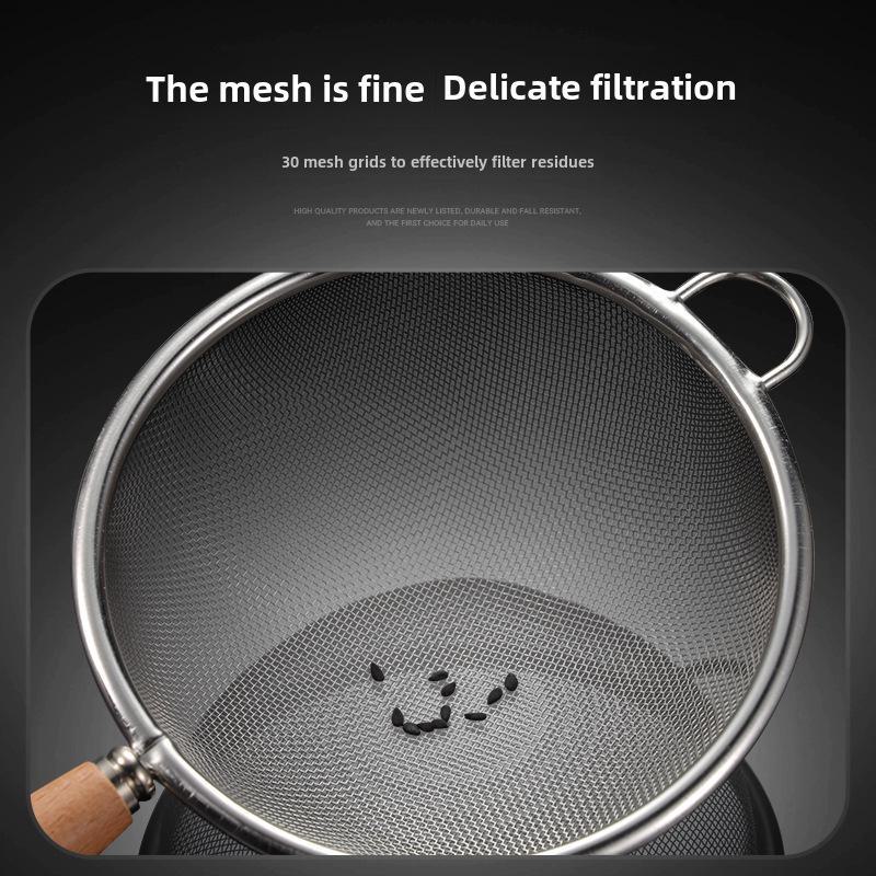 Sito do mąki i filtr do soku ze stali nierdzewnej 304 z drewnianą rączką