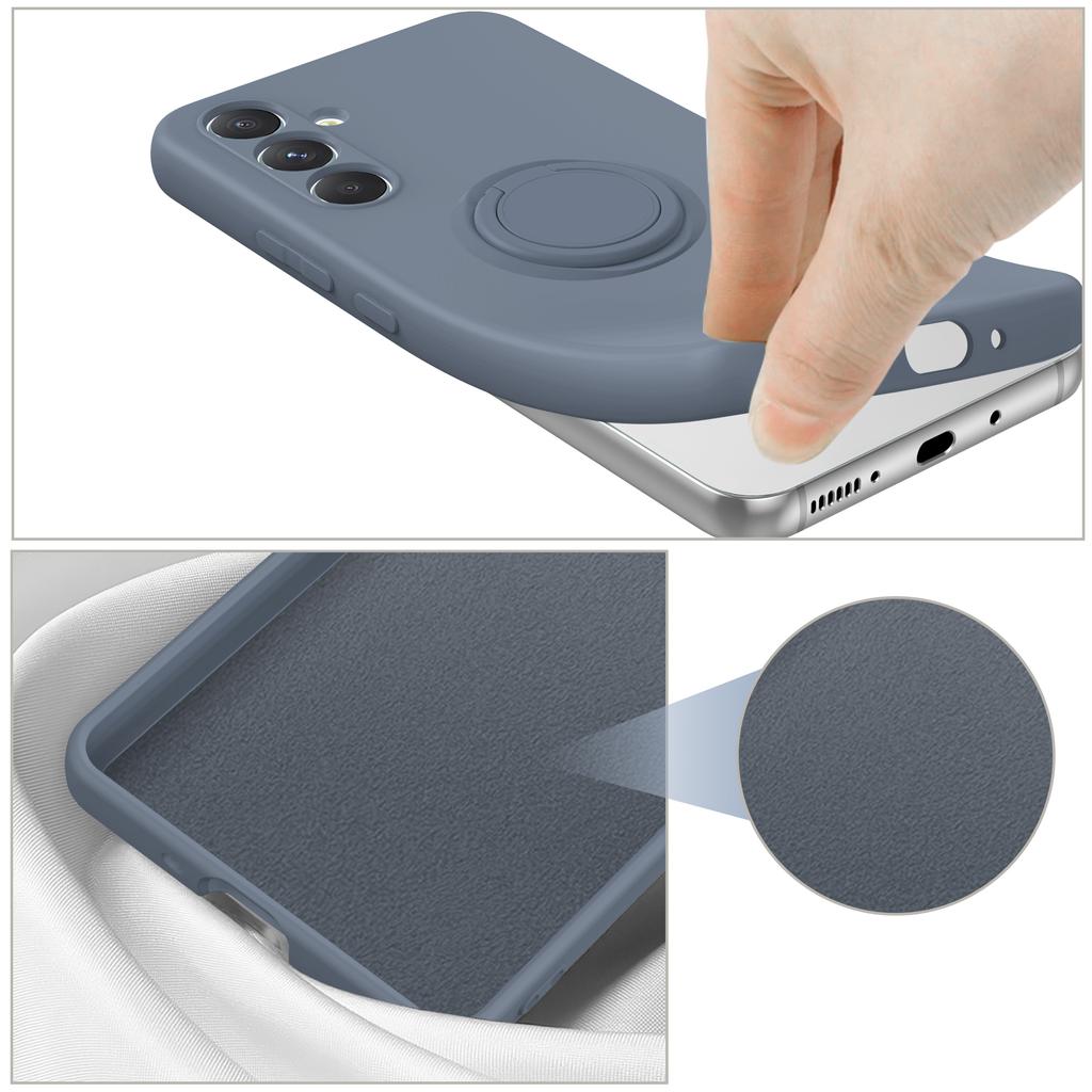 For Samsung Galaxy S25 FE Silicone Case with Strap Ring Kickstand Phone Cover