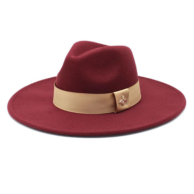 Pălărie înaltă de lână cu boruri largi pentru bărbați și femei, pălărie de jazz, simplă britanică, inimă de piersică, pălărie înaltă concavă convexă din fetru