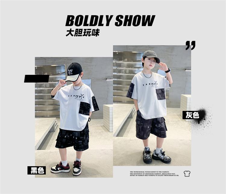 Children's wear boys' summer short sleeved set 2026 new style, medium and large children's summer sports thin style, summer style cool and fashionable