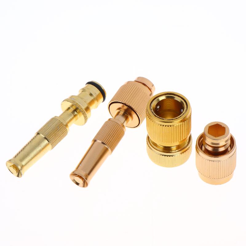 1 Set Home Hose Adjustable Pressure Garden Sprinkler Spray Nozzle Water Gun Brass High Pressure Direct Spray Quick Connector