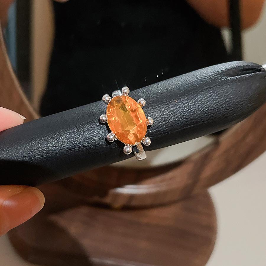Elegant Diamond Inlaid Oval Geometric Open Ring - Minimalist Luxury Jewelry for Women