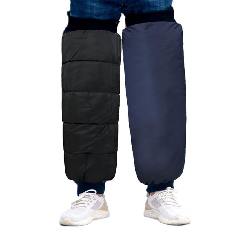 Warm Leg Sleeves Waterproof Motorcycle Knee Pads Zipper Leg Warmer Winter Thermal Knee Brace Motorcycle Leg Guards Driving Knee Pads Protectors for Black+Navy(reversible)